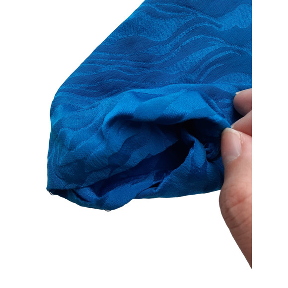 Vintage Adrianna Papell Blue Silk Cropped 3/4 Puff Sleeve Blazer Jacket 4 - Picture 11 of 14